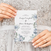 Boho Floral & Eucalyptus Boda azul turbio