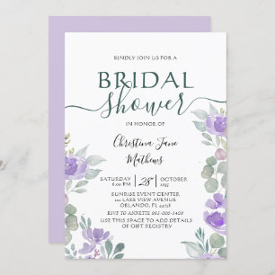 Invitación Boho Floral Eucalyptus Ducha Morada Británica