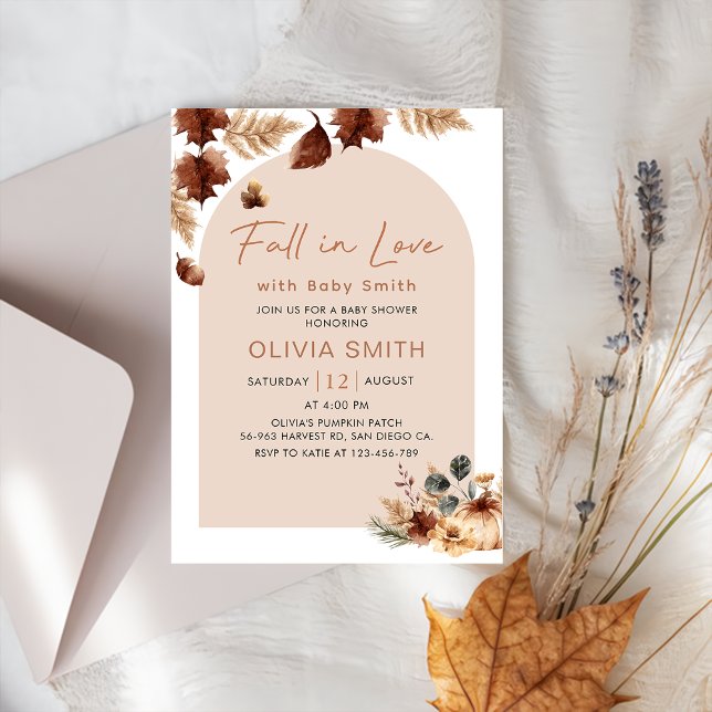 Invitación Boho Floral Fall en Love Pumpkin Baby Shower (Subido por el creador)