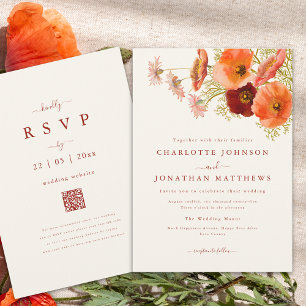 Invitación Boho Floral Fall Wedding