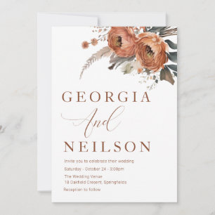 Invitación Boho Floral Fall Wedding