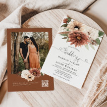Boho Floral Fall Wedding Código QR RSVP