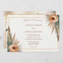 Invitación Boho Floral Feather Dreamcatcher Boda