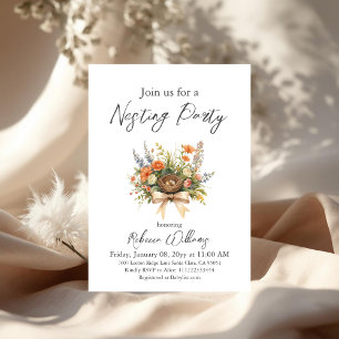 Invitación Boho Floral Feather Your Nest Arco de Baby Shower