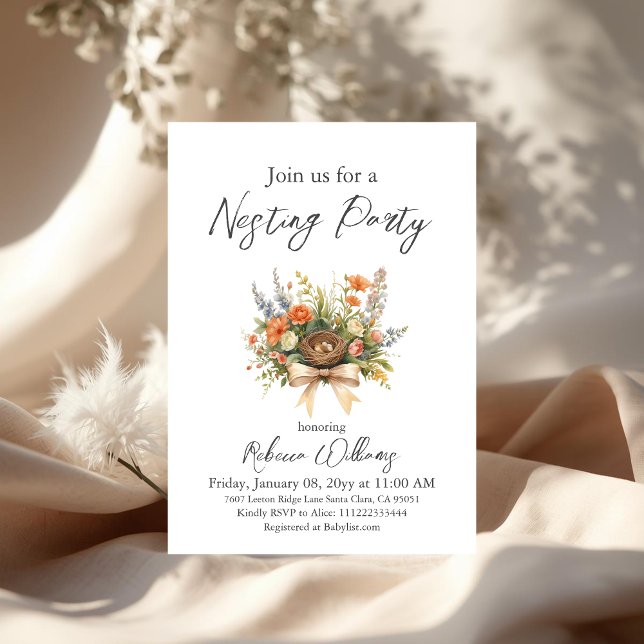 Invitación Boho Floral Feather Your Nest Bow Baby Shower (Subido por el creador)