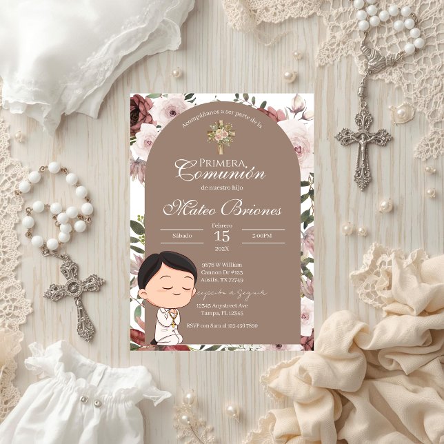 Invitación Boho Floral First Communion Invitation (Subido por el creador)