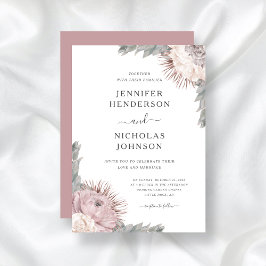 Invitación Boho Floral Flores secas Rosa turbio Boda