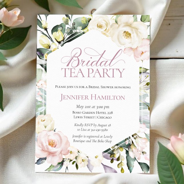 Invitación Boho Floral Frame Bridal Té de novia Fiesta Bridal (Subido por el creador)