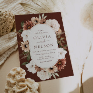 Invitación Boho Floral Frame Elegant Wedding