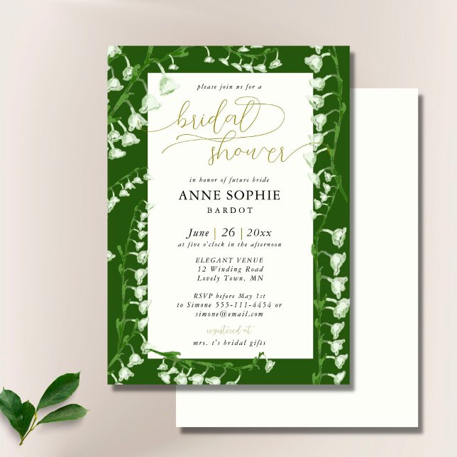 Invitación Boho Floral Frame Lily Valley Gold Bridal (Subido por el creador)