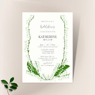 Invitación Boho Floral Frame Lily Valley Green Bridal Shower