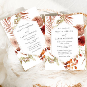 Invitación Boho Floral Frame Moderno Boda