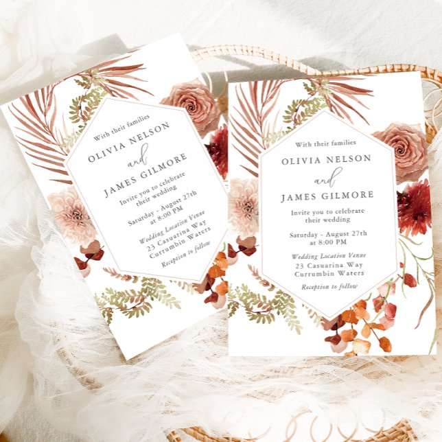Invitación Boho Floral Frame Moderno Boda (Subido por el creador)