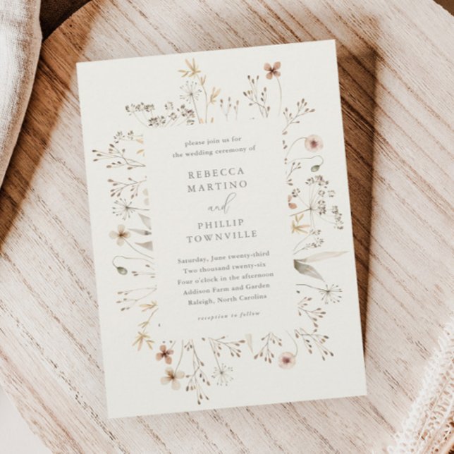 Invitación Boho Floral Frame Wildflower Boda (Subido por el creador)