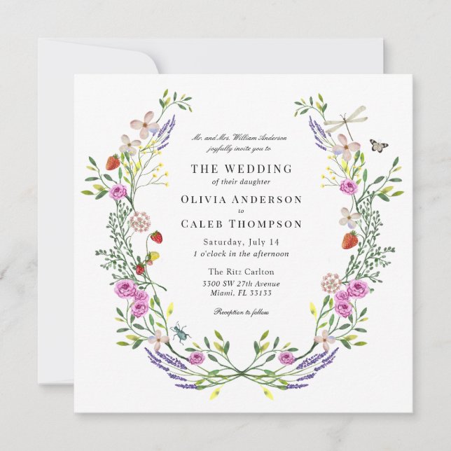 Invitación Boho Floral Garden Wedding (Anverso)