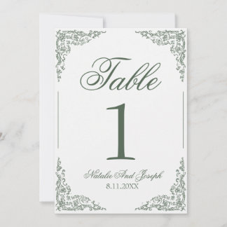 Invitación Boho Floral Green Botanical Wedding Table Number
