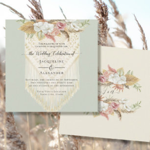 Invitación BOHO Floral Greeneration Pampas Grass Mint Boda