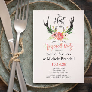 Invitación ©Boho Floral Hunt se acabó la fiesta de compromiso