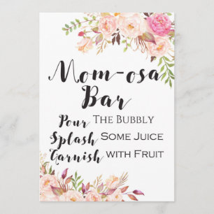 Invitación Boho floral Mamá-osa bar Rótulo de bebé 5 x 7"