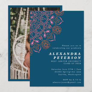 Invitación Boho Floral Mandala Partido Verde azulado de Gradu
