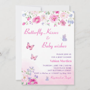 Invitación Boho Floral mariposa besa a chica Baby Shower