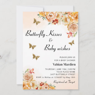 Invitación Boho Floral mariposa besa a chica Baby Shower