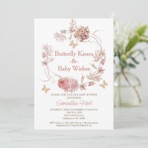 Invitación Boho Floral mariposa de flores besa Baby Shower