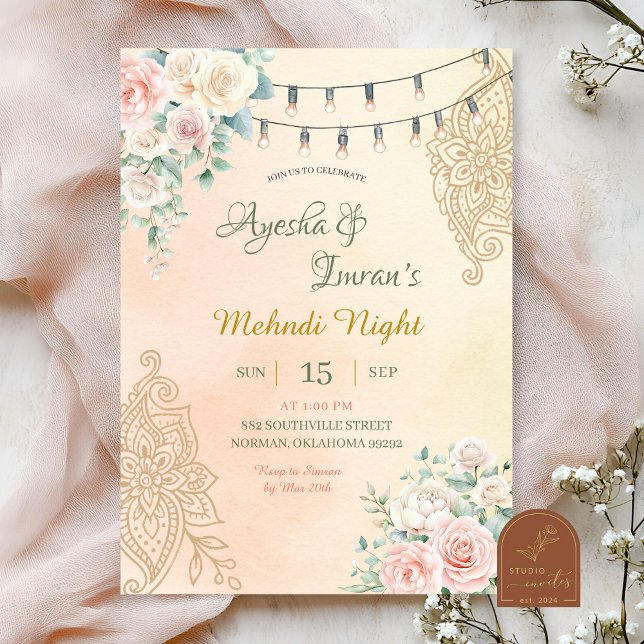 Invitación Boho Floral Mehndi, Haldi, Sangeet, Ceremonia Rohk (Subido por el creador)