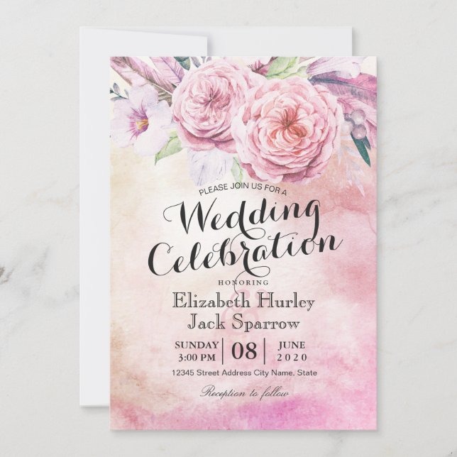 Invitación Boho Floral Moda de ducha de casamiento (Anverso)