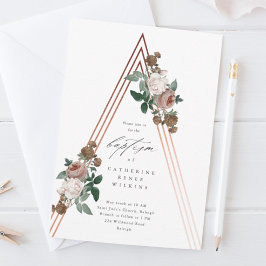 Invitación Boho Floral Moderno Bautismo Religioso y Cristiani