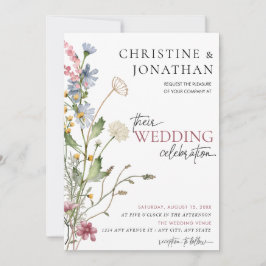 Invitación Boho floral moderno | Boda de flores silvestres