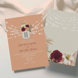 Invitación Boho Floral Monograma Boda