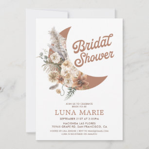 Invitación Boho Floral Moon Bridal Shower
