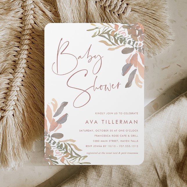 Invitación Boho Floral Neutral Romántico Baby Shower (Subido por el creador)