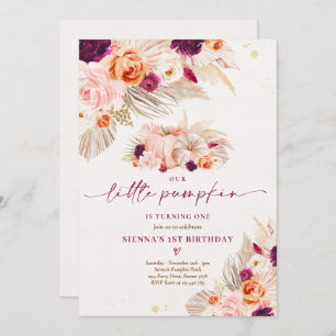 Invitación Boho Floral Nuestro pequeño calabaza Fiesta de cum