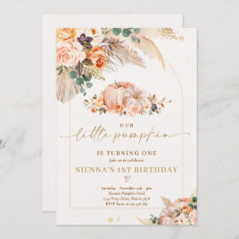 Invitación Boho Floral Nuestro pequeño calabaza Fiesta de cum