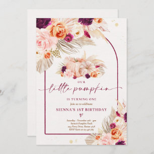 Invitación Boho Floral Nuestro pequeño calabaza Fiesta de cum