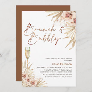 Invitación Boho Floral Palm Brunch Bubbly Bridal Shower