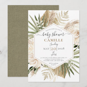 Invitación Boho Floral Palmetto Sale de Baby Shower eucalyptu