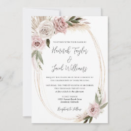 Invitación Boho Floral Pampas Grass Boda