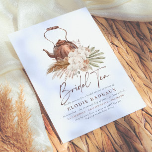 Invitación Boho Floral Pampas Grass Moderno Tea Bridal Shower