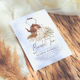 Invitación Boho Floral Pampas Grass Moderno Tea Bridal Shower
