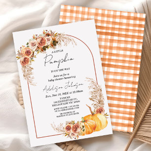 Invitación Boho Floral Pequeña Calabaza Baby Shower