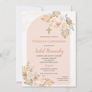 Invitación Boho Floral primera comunión española