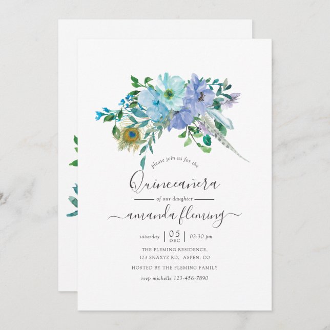 Invitación Boho Floral Quinceañera