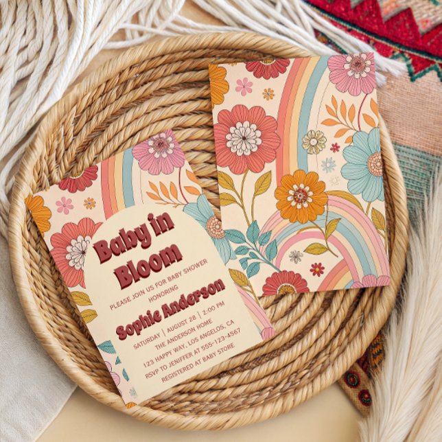 Invitación Boho Floral Rainbow Baby in Bloom Baby Shower    (Subido por el creador)