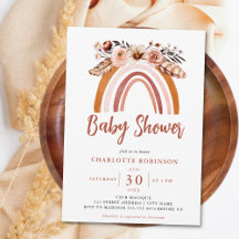 Boho Floral Rainbow Terracotta Naranja Baby Shower