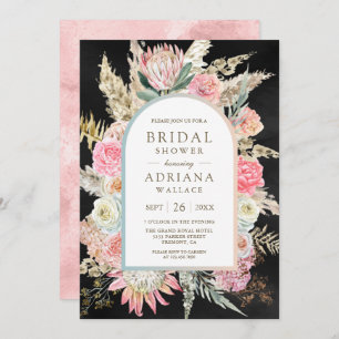 Invitación Boho floral rosa de Rubor Pampas ducha de novia ne