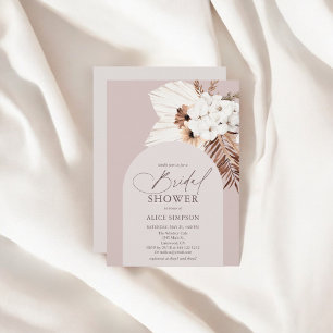 Invitación Boho Floral Seco deja ducha de novia beige