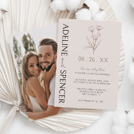 Invitación Boho Floral Sketch Moderno Boda de fotografía